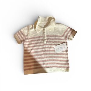 Striped Pink and Cream  Polo Shirt